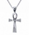 XUANPAI 2 Pcs Rhinestone Stainless Steel Egyptian Ankh Cross Pendant Necklace for Women-Free Chain 20" - CL185Y97WZQ
