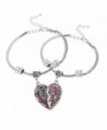 2PCs Matching Heart Mother Best Friends Forever Full CZ Diamond Engraved Letter Heart Bracelets Set - Multicolor - CH17AAS73NN