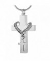 Alwayshere Memorial Collet Cross Urn Necklace Stainless Steel Cremation Jewelry - CT185UL3UGQ