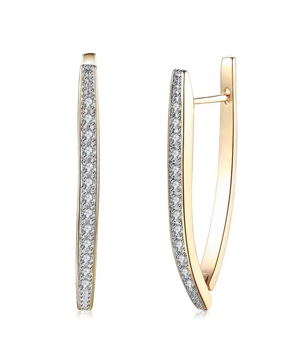 Anni Coco Hoop Earrings 18K Double Color Gold Plated Clear Cubic Zirconia Triangle Earrings For Women - C1188WI4XHD