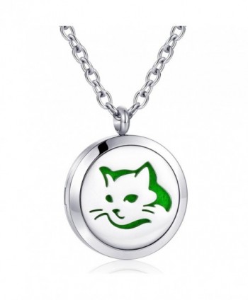 Aromatherapy Diffuser Necklace Essential Stainless - love cat necklace - C6186DNUACI