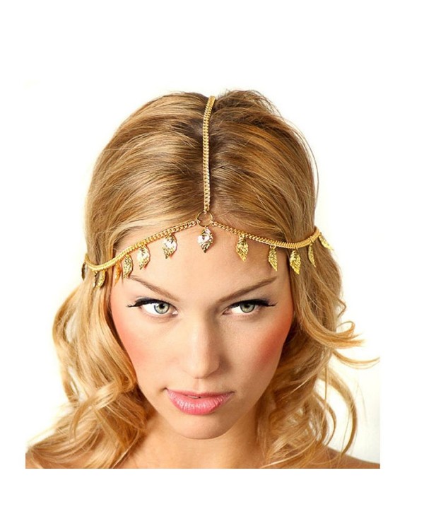 Baishitop Women Leaf Tassels Golden Head Chain - CC12FK8WFAF