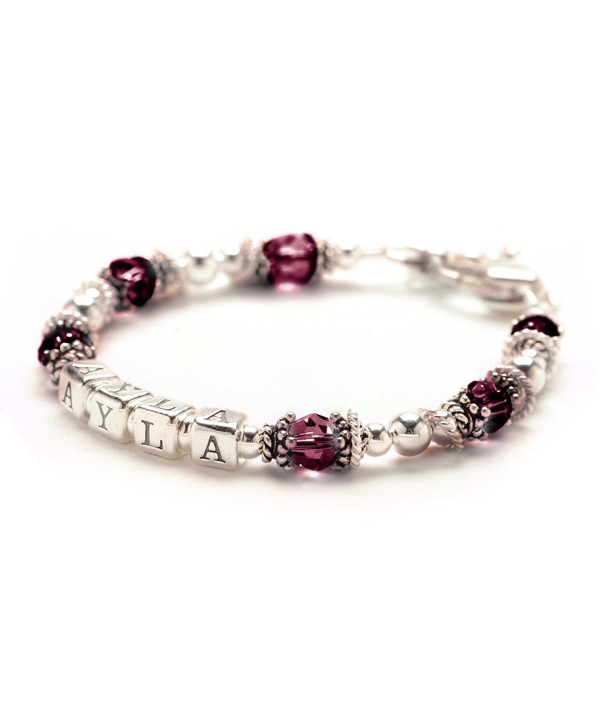 Personalized Baby Child Bracelet - January Birthday Crystal & Sterling Silver - CL115RYBD7P