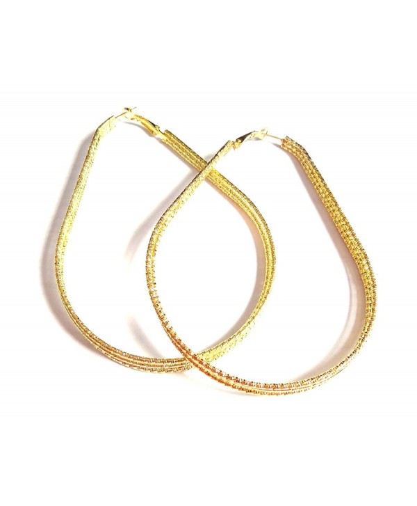 Large Hoop Earrings Teardrop Hoop Earrings Silver or Gold Tone 3 inch wide - CR12IPY151R