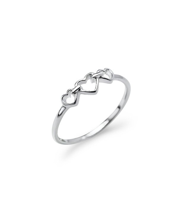 Triple Heart Interlocked Infinity Ring - Sterling Silver Round Cut Promise Band Sizes 5 to 12 - CX182IQWXIQ