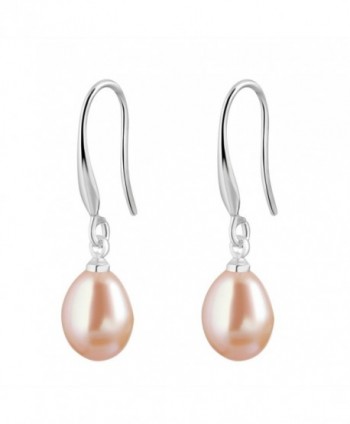 8-9MM Cultured Pearl drop Earring For Women Dangling Earrings - Pink - CS120R4IN1D