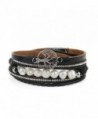 Jenia Leather Bracelet Pearl Wristband - leather bracelet unique-black - CY1853E4G3S