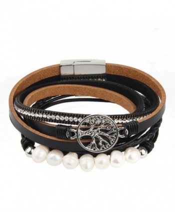 Jenia Leather Bracelet Pearl Wristband