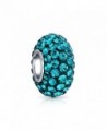 Bling Jewelry 925 Sterling Silver Teal Blue Crystal Bead Charm - CZ118WRHHW9