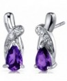 Amethyst Earrings Sterling Silver Tear Drop CZ Accent - C9116NSDV15