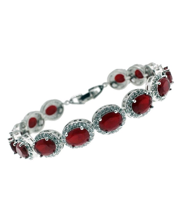 Sterling Silver Gemstone Bracelet Cherry Ruby Emerald Blue Sapphire 7 inch - CO17Z4XXY8M