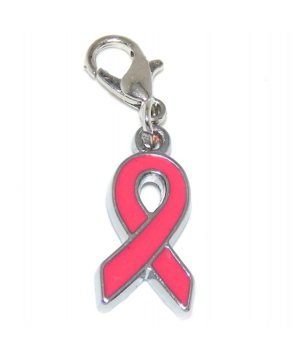 Jewelry Monster Clip-on "Pink Ribbon" Charm Bead - C012IRMU199