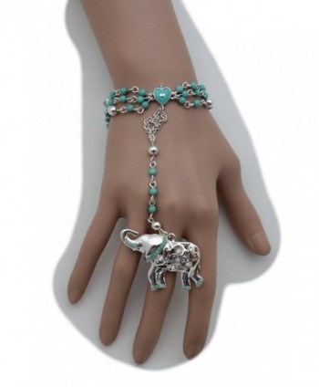 TFJ Women Fashion Jewelry Hand Chain Bracelet Slave Rings Metal Long Fingers Bones Skeleton Skull Black - CW12FCKXYV1