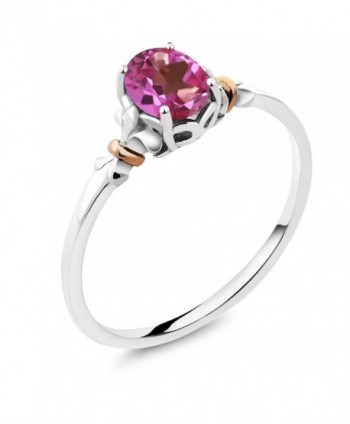 925 Sterling Silver and 10K Rose Gold Ring Oval Pink Mystic Topaz (0.80 cttw- Available in size 5-6-7-8-9) - CQ182T76HX7