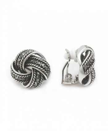 Clip On Earrings Love Knot Black Crystal Antique Braided Women Fashion - CU11Y616R3F