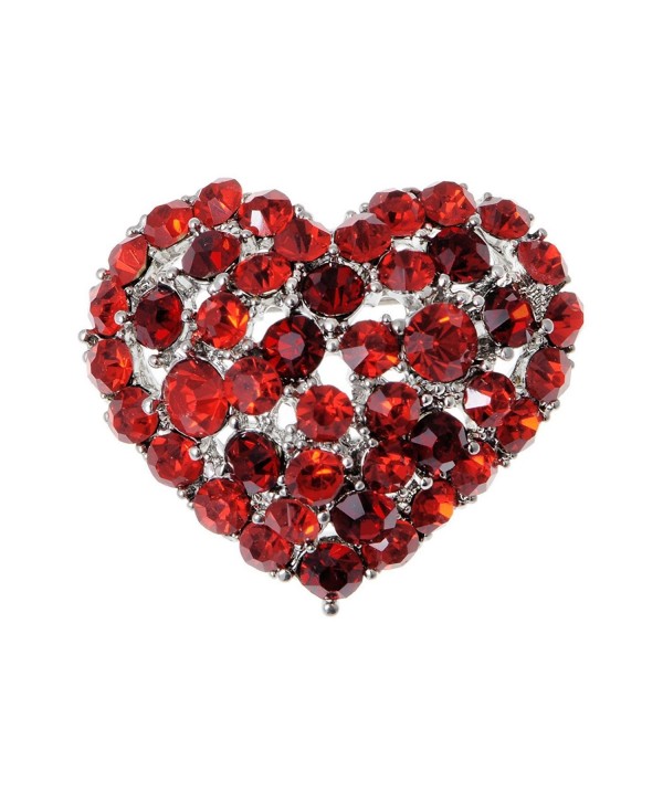 Alilang Crystal Rhinestone Valentine Heart Love Brooch Pin - Red - CY119LR4NDF