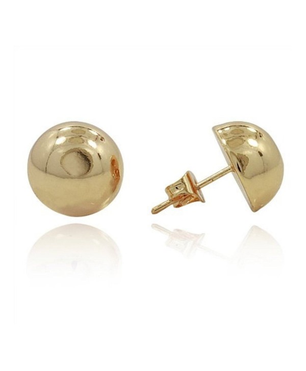 Half Ball Button Moon Stud Post Earring Yellow Plated 925 Sterling Silver - CM12N1LE1GJ