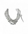 Multi Size & Strand White Luster Faux Pearls with White Ribbon - Wedding Jewelry - CP1159HREXH