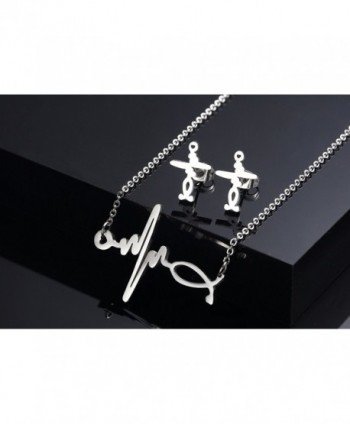 Heart Necklace Earrings Stainless steel Jewelry in Women's Jewelry Sets