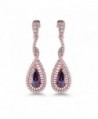 GULICX Rose Gold Tone Pear White Crystal Rhinestone Promise Party Gorgerous Dangle Earring - Purple - CN11YLAZU0V