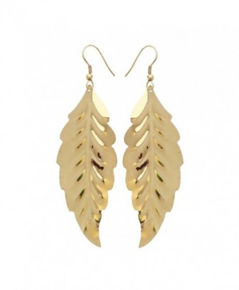 Gold-Tone Leaf Earrings Lightweight Cutout Drop Dangles by Ivette De Pasquali - CK188HEMA6M