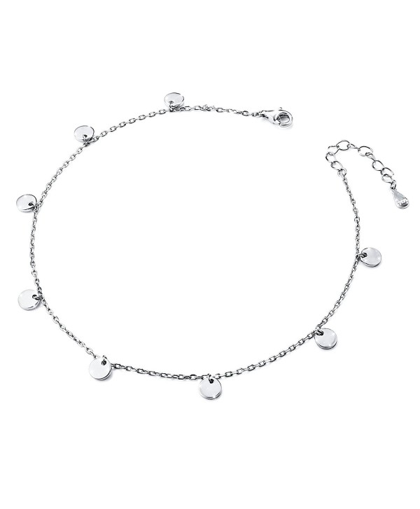 Dot Anklet for Women S925 Sterling Silver Beach Adjustable Foot bracelet - White - CI18620YN25