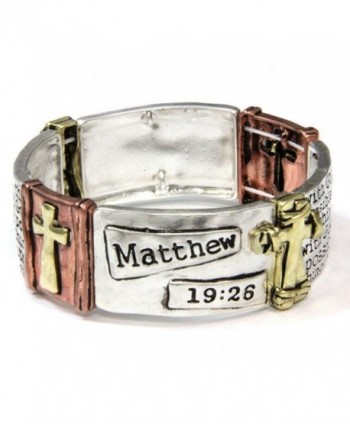 4031491 Matthew 19:26 Stretch Bracelet Cross Christian Scripture Verse With God - CW11LUL4V91
