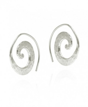 Unique Hammered Spiral Sterling Earrings