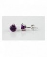 Sterling Silver Purple 2mm Round Cubic Zirconia CZ Stud Earrings - C1115OX4EKH