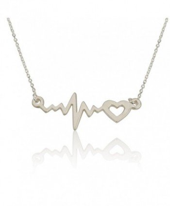 Heartbeat Necklace Lifeline Pulse Pendant Heartbeat pendant Open Heart Necklace Sterling Silver - CG12IAOSSST