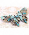 Alilang Antique Golden Aquamarine Blue Colored Rhinestones Butterfly Brooch Pin - CL112TAWU8F