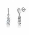 Rhodium Plated Sterling Silver 3-Stone Graduated Dangle Earrings Made with Swarovski Zirconia - CP11MCF6V6P