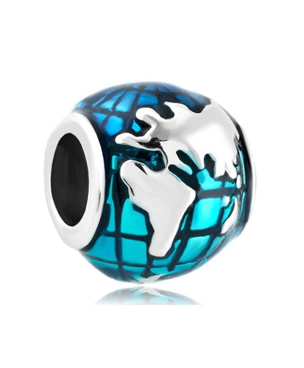 CharmSStory Ocean Blue Earth World Globe Charm Beads For Bracelets - CX127R0G26D