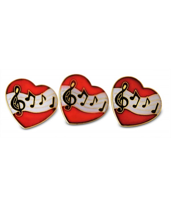 Musician Heart Treble Clef & Notes 3-Piece Lapel or Hat Pin & Tie Tack Set with Clutch Back by Novel Merk - CA12NZ2M4WB