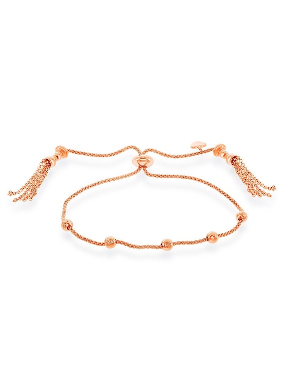 Italian Sterling Adjustable Friendship Bracelet - Rose Gold Plated - CN185WXGKYW