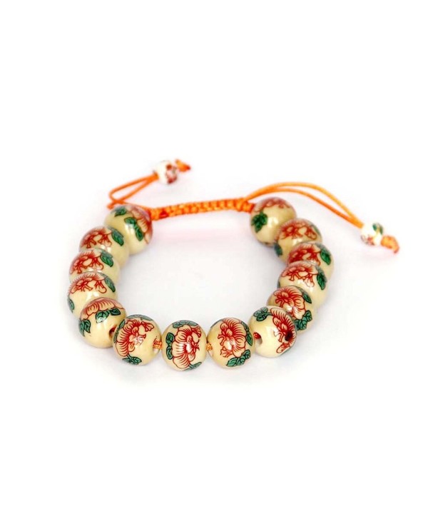 12mm Vintage Style Porcelain Beads Buddhist Wrist Mala Bracelet - CA1188DBVY7