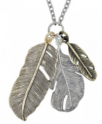 Bohemia Long Mixed Metal Feather Pendant Necklace - SPUNKYsoul Collection - CW11AI8JH9F