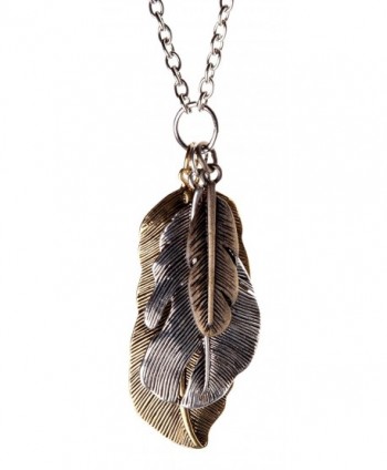 Bohemia Mixed Feather Pendant Necklace in Women's Pendants