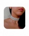 Cyntan Wide Rhinestone Choker Necklace For Women Silver Tone - Silver 1 - CX188EC4ZE7