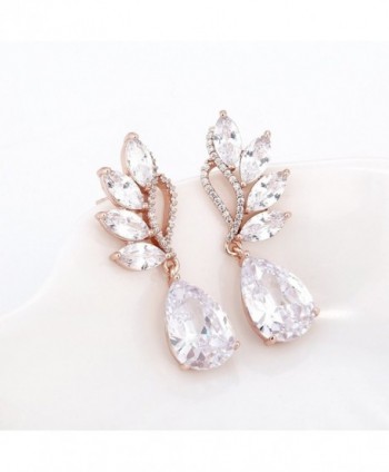 Crystal Rose Gold Dangle Earrings in Women's Drop & Dangle Earrings