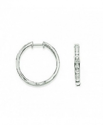 Sterling Silver Cubic Zirconia Channel Set Inside Out Hoops Huggy Earrings 3x21mm - C711CGEVJZZ