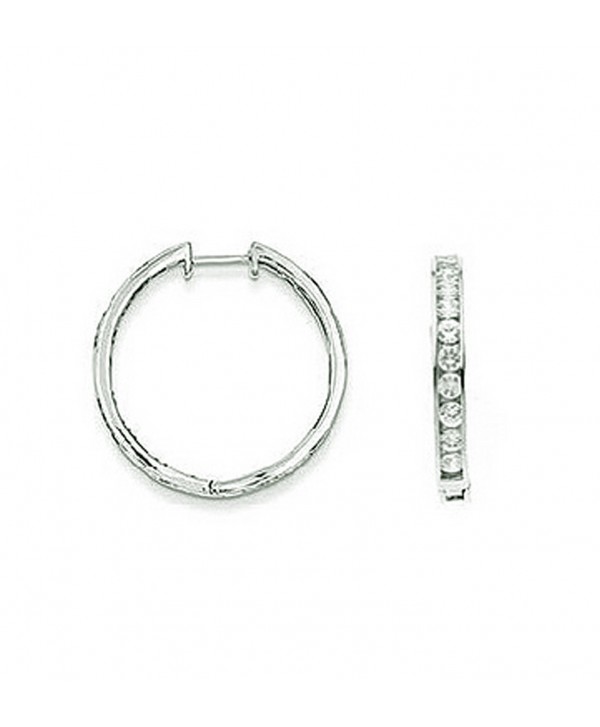 Sterling Silver Cubic Zirconia Channel Set Inside Out Hoops Huggy Earrings 3x21mm - C711CGEVJZZ