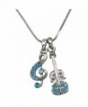 DianaL Boutique Music Treble G Clef Note and Violin Charm Pendant and Necklace Blue Crystal Fashion Jewelry - CI12FCNS6SJ