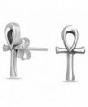 Bling Jewelry Ankh Cross Stud earrings 925 Sterling Silver 13mm - CK11BRAPFSP