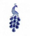 EVER FAITH Rebirth Peacock Teardrop Silver-Tone Brooch Pendant Blue Austrian Crystal - CY11EZSHG11