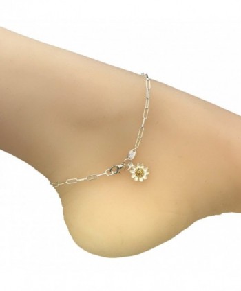 Sterling Silver Anklet Long Chain Flower Anklet