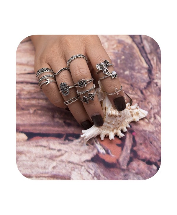 Geerier Vintage Knuckle Ring Set Boho Arrow Moon Midi Finger Statement Ring Set - Ring 3 - C81853ITCI9