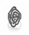 Dnswez Vintage Black Marcasites Butterfly Filigree Chunky Statement Rings for Women - CT12D53HEP9