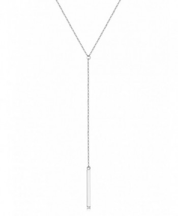 Sterling Silver Lariat Necklace- Chic Minimalist Drop Bar Y Chain Necklace for Women - C91844636XW