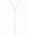 Sterling Silver Lariat Necklace- Chic Minimalist Drop Bar Y Chain Necklace for Women - C91844636XW